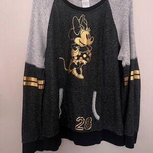 Minnie Mouse Black & Gray Sweater with Gold Print
